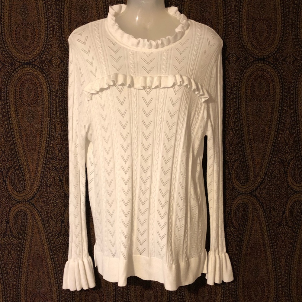 A.New.Day Ivory Sweater with Ruffles